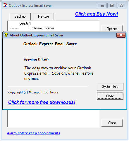 Outlook Express Email Saver - Screenshot #1
