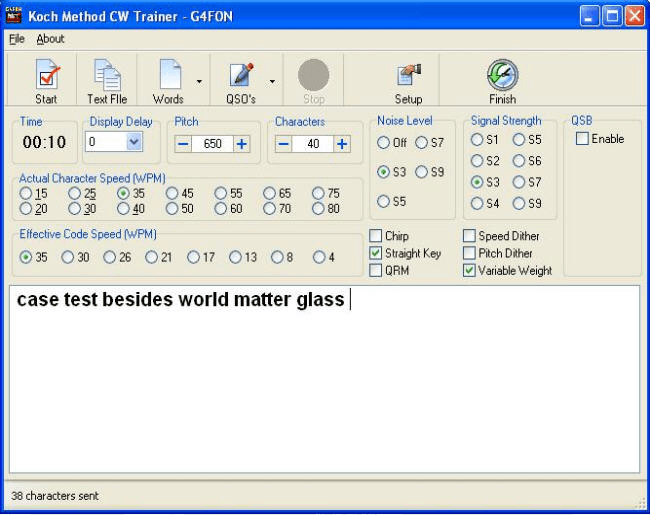 G4FON Koch Method Morse Trainer - Screenshot #1