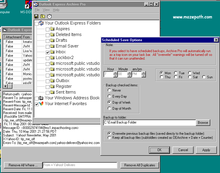 Outlook Express Email Saver - Screenshot #3