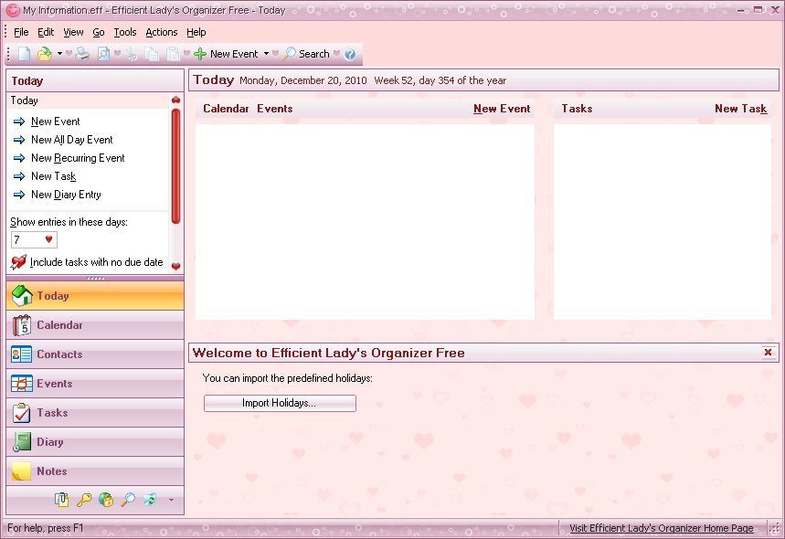 Efficient Lady's Organizer Free - Screenshot #6