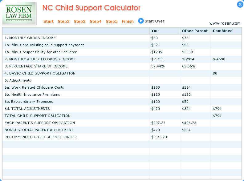 NC Child Support Calculator - Screenshot #1