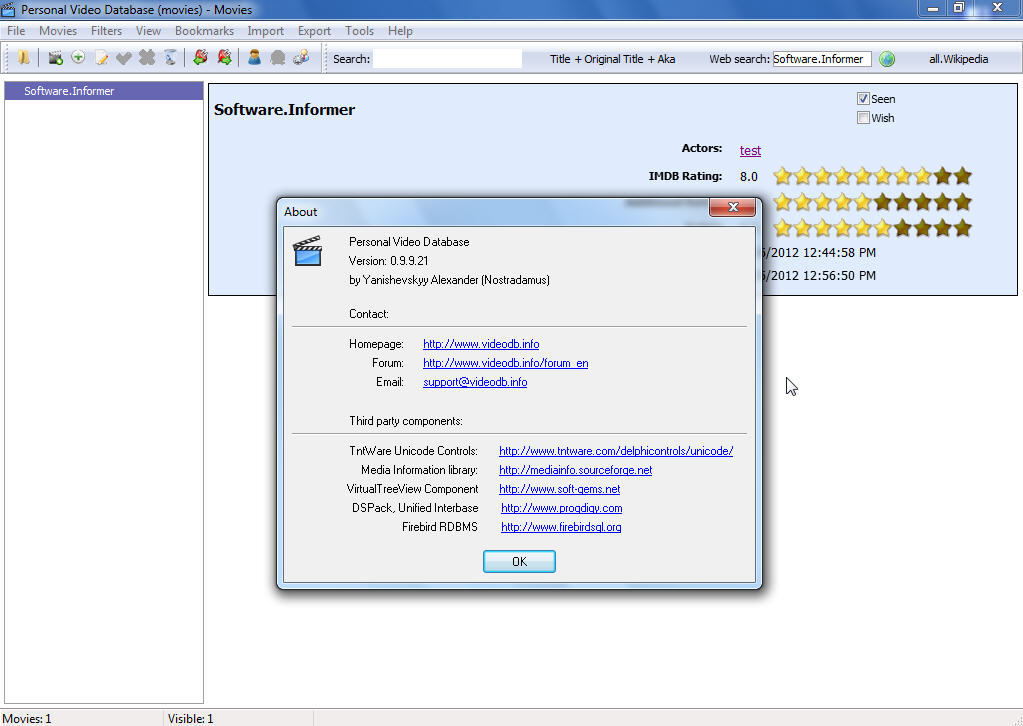 Personal Video Database latest version Get best Windows software