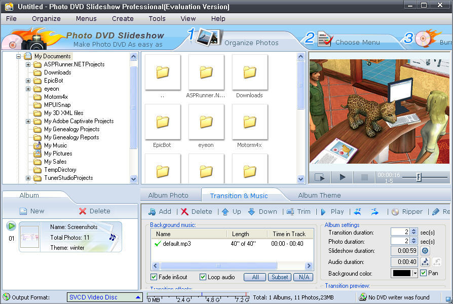 Photo DVD Slideshow Professional - Screenshot #3