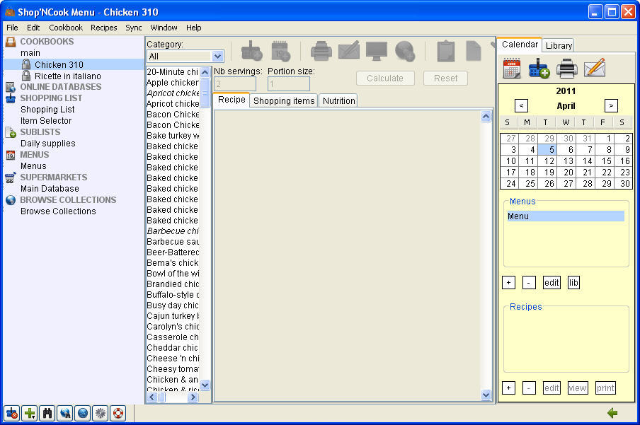 Shop'NCook Menu - Screenshot #1
