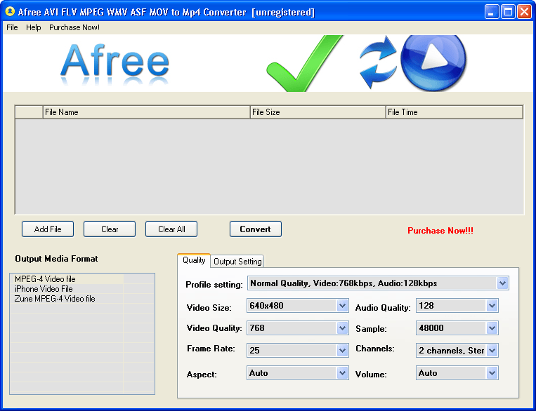 Afree AVI FLV MPEG WMV ASF MOV to MP4 Converter - Screenshot #3