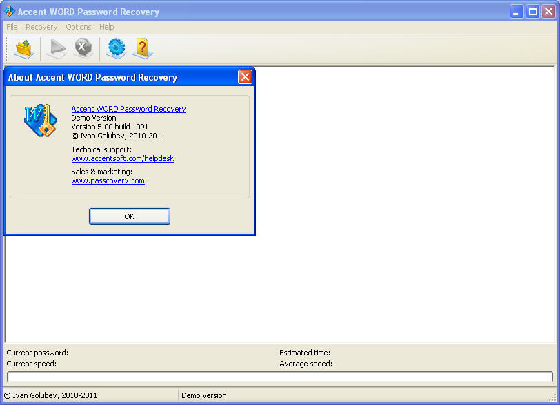 Accent WORD Password Recovery - Screenshot #8