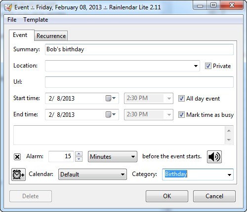Rainlendar - Screenshot #8