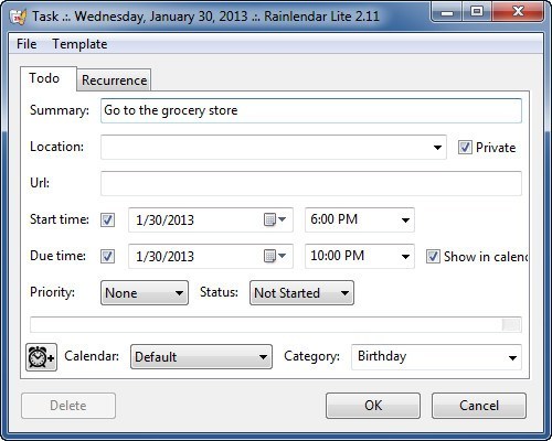 Rainlendar - Screenshot #7
