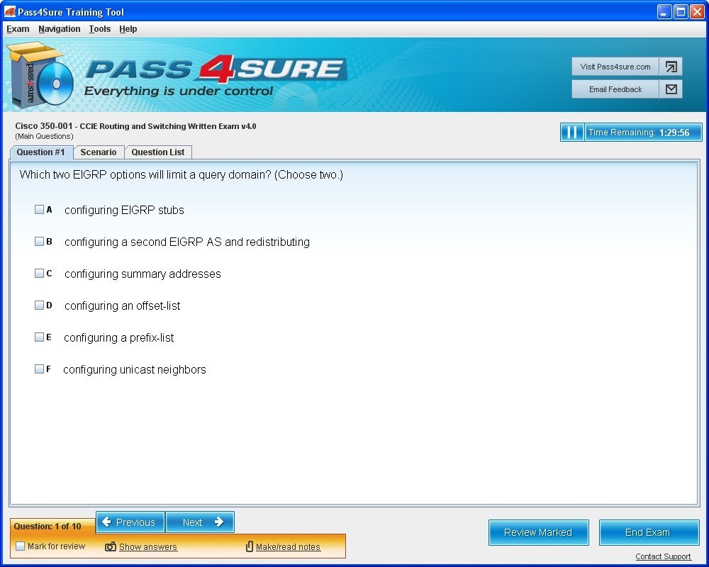 Pass4sure Questions and Answers for Cisco 350-001 - Screenshot #1