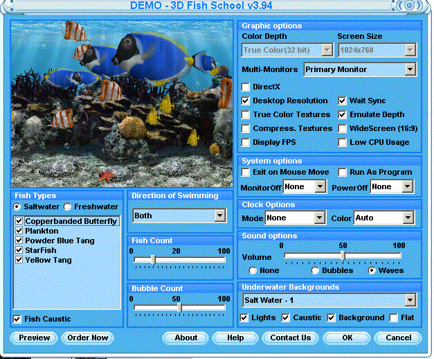 3D Fish School Screen Saver - Screenshot #12