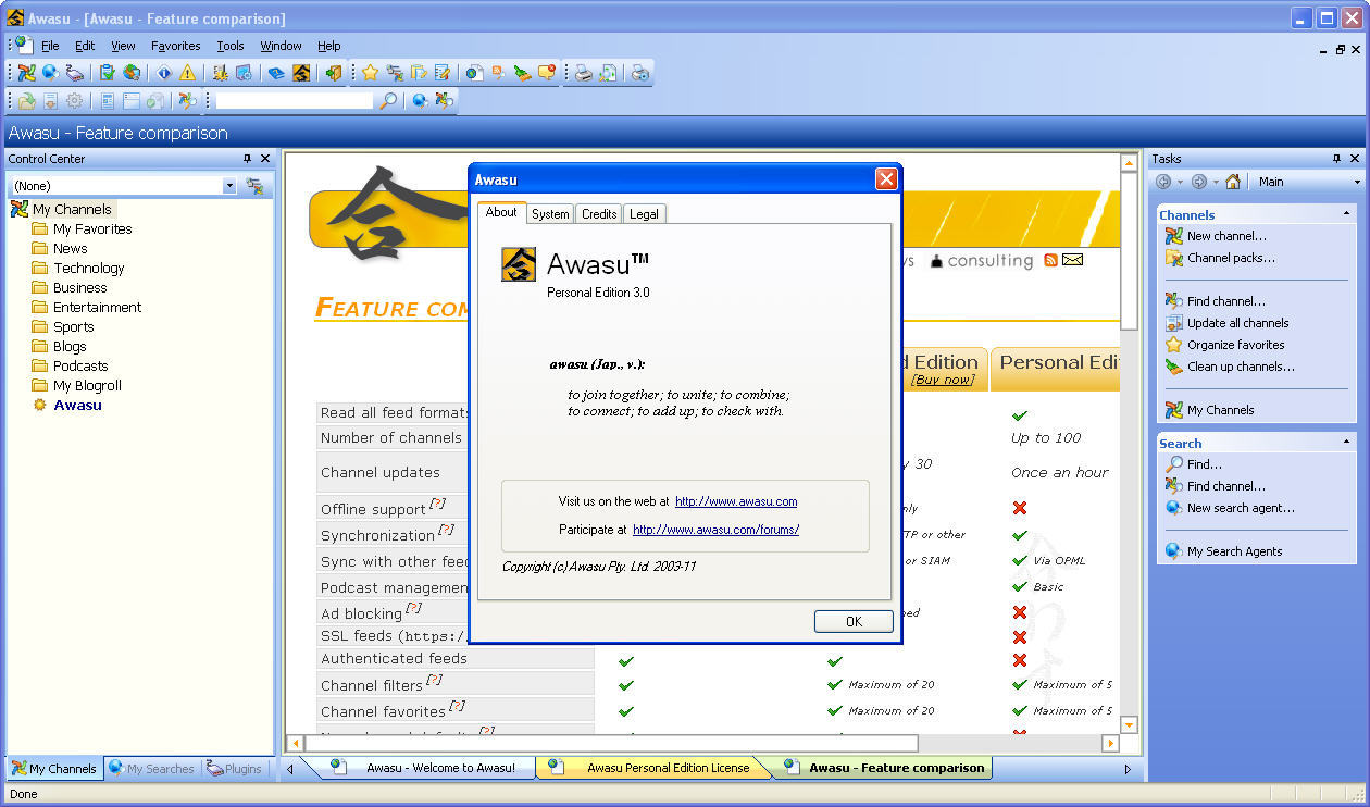 Awasu Personal Edition - Screenshot #3