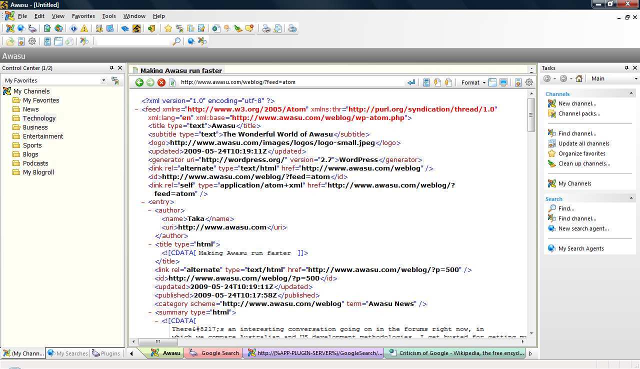 Awasu Personal Edition - Screenshot #2