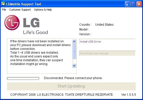 LGX330T PC Sync Tool - Screenshot #1