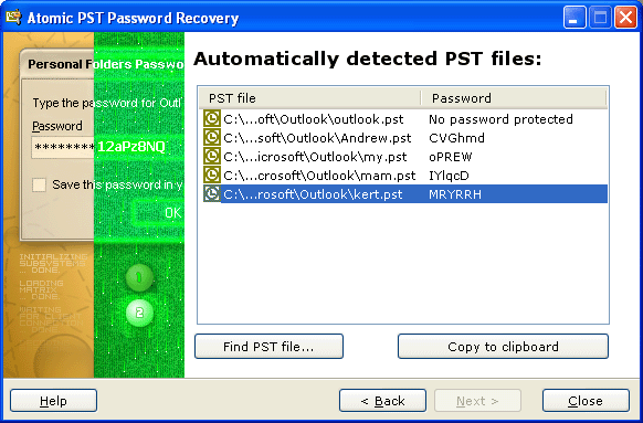 Atomic PST Password Recovery - Screenshot #2