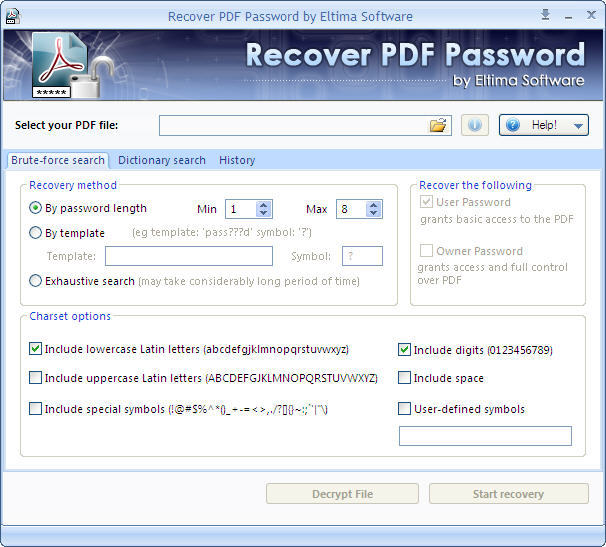 recover pdf password eltima serial