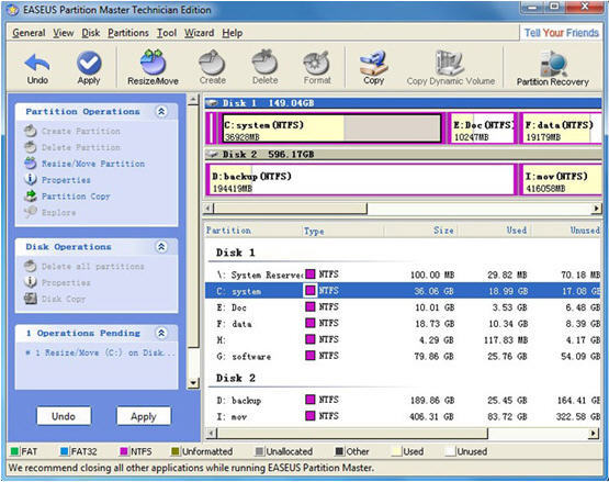 EASEUS Partition Master Technician Edition - Screenshot #2