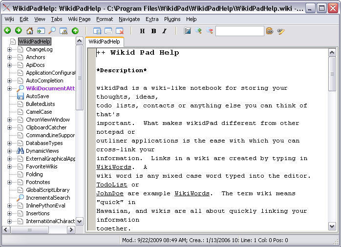 WikidPad download for free - SoftDeluxe