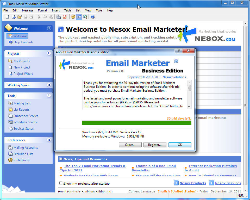 Email Marketer Business Edition - Screenshot #1