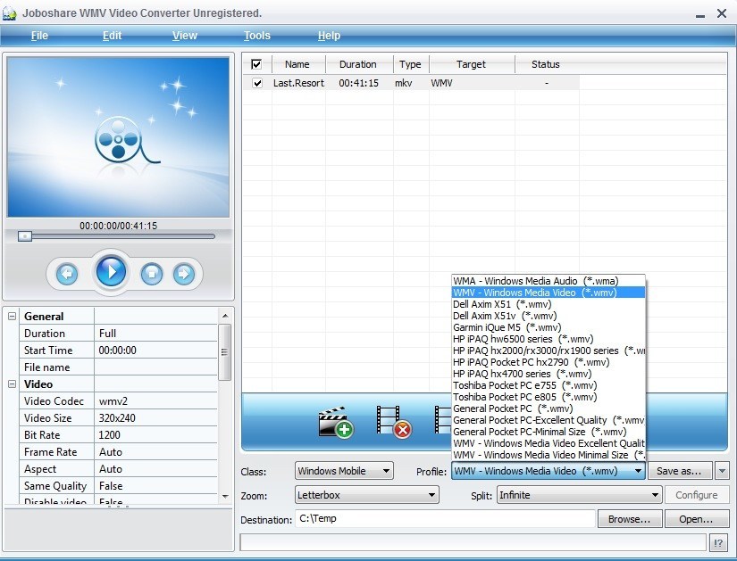 Joboshare WMV Video Converter - Screenshot #2
