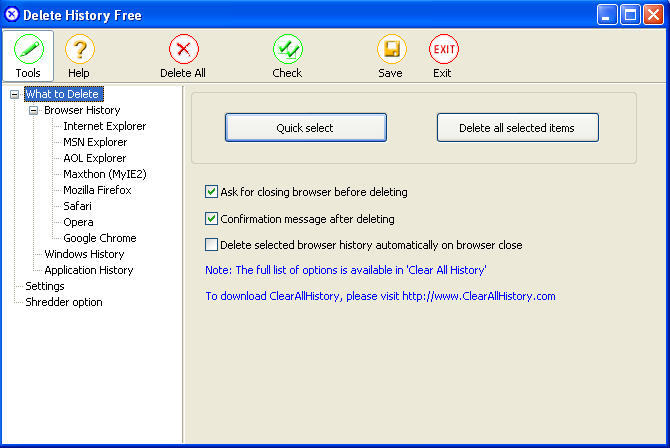 Delete History Free download for free - SoftDeluxe