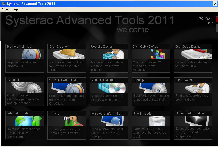 Systerac Advanced Tools for Windows 2011 - Screenshot #1
