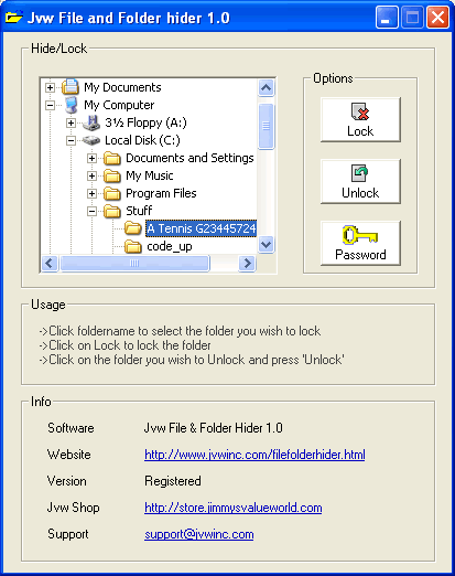 Jvw File and folder hider - Screenshot #1