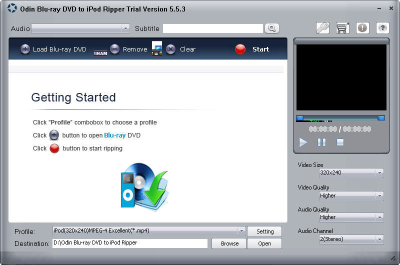 Odin Blu-ray DVD to iPod Ripper - Screenshot #1