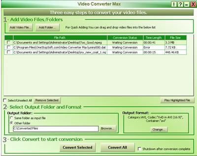 OneStopSoft Video Converter Max - Screenshot #1