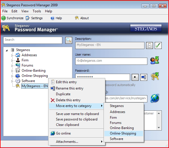 Steganos Password Manager - Screenshot #29