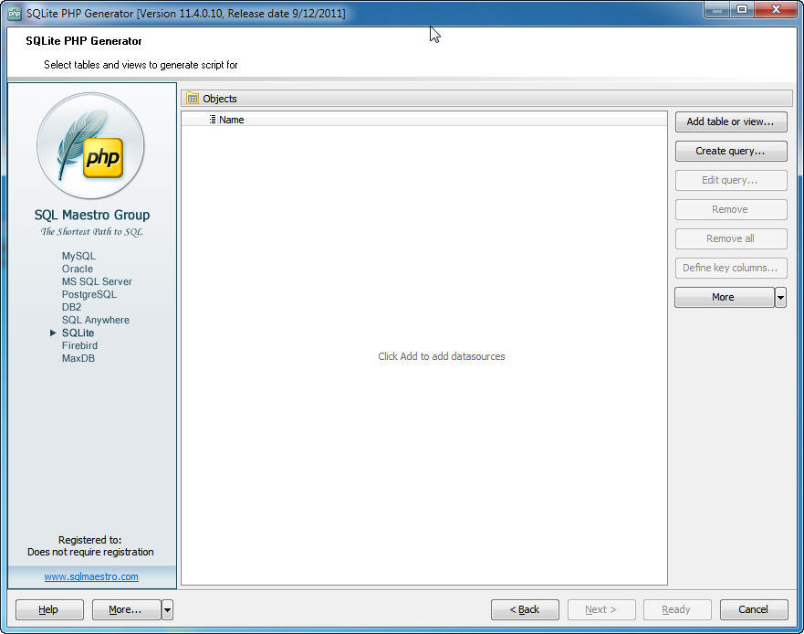SQLite PHP Generator - Screenshot #2