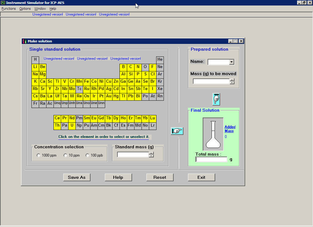 ICP-AES Simulator - Screenshot #1