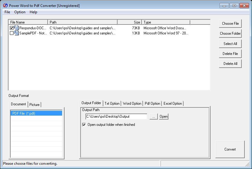 Power Word to Pdf Converter - Screenshot #2