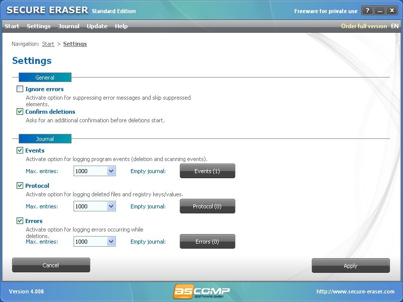 ASCOMP Secure Eraser Professional 6.002 download the new version for windows