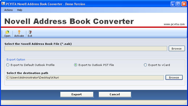PCVITA Novell Address Book Converter - Screenshot #1