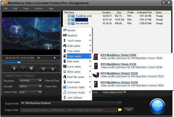 Blackberry Video Converter Factory Pro - Screenshot #5