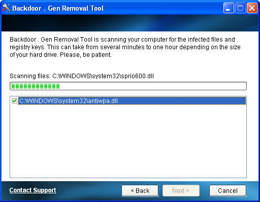 Backdoor . Gen Removal Tool - Screenshot #1