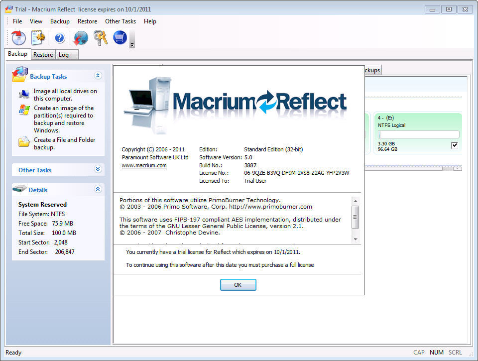macrium reflect reset trial has expried