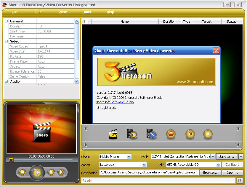 3herosoft BlackBerry Video Converter - Screenshot #4