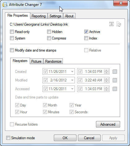 Attribute Changer 11.20b download the last version for windows