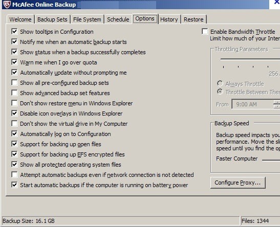 McAfee Online Backup - Screenshot #3