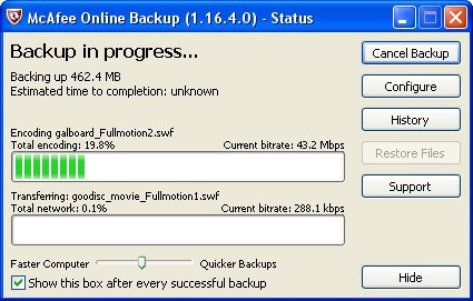 McAfee Online Backup - Screenshot #1