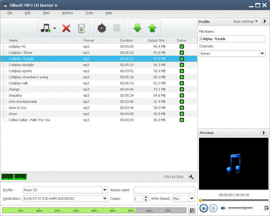 Xilisoft MP3 CD Burner - Screenshot #6