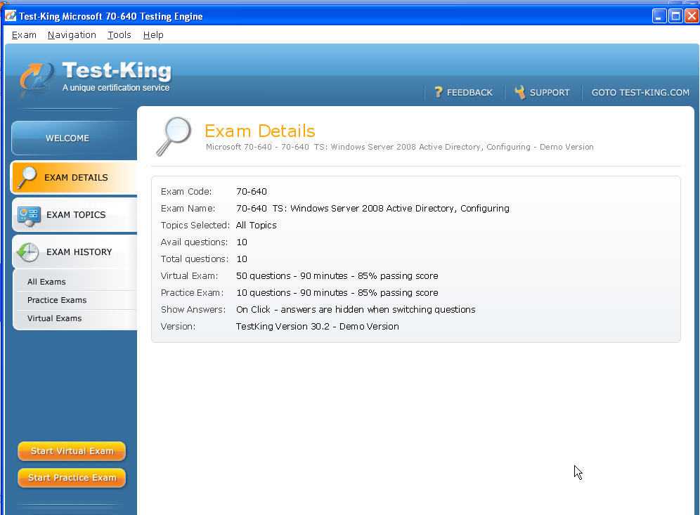 Test-King Questions and Answers for Microsoft 70-640 - Screenshot #1