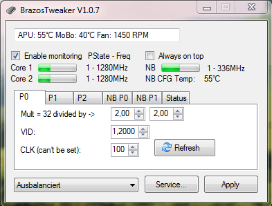 BrazosTweaker - Screenshot #1