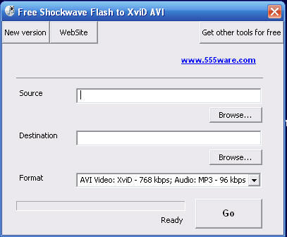 Free Shockwave Flash to XviD AVI - Screenshot #1