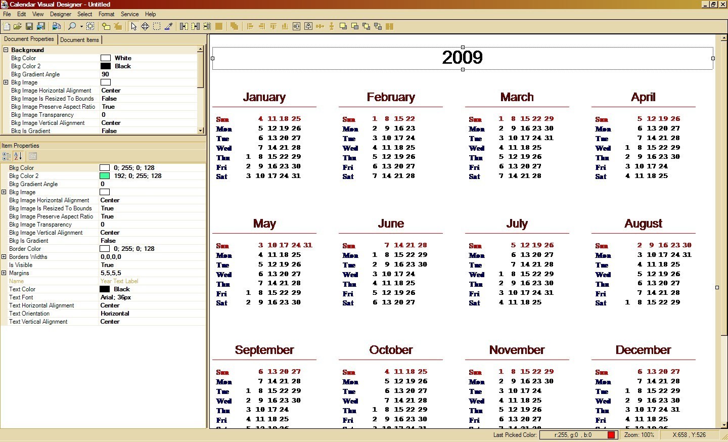 Calendar Visual Designer latest version Get best Windows software