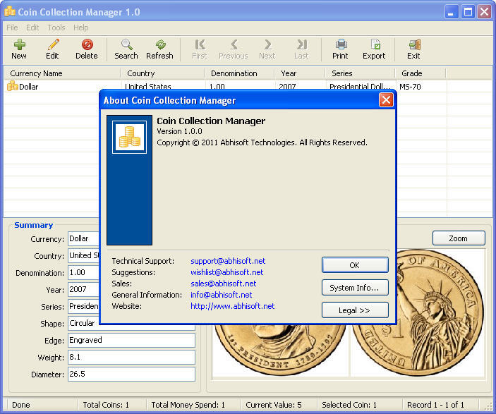 Coin Collection Manager latest version Get best Windows software