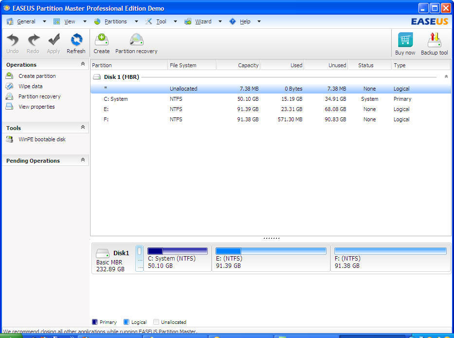 EASEUS Partition Master Professional Edition - Screenshot #4