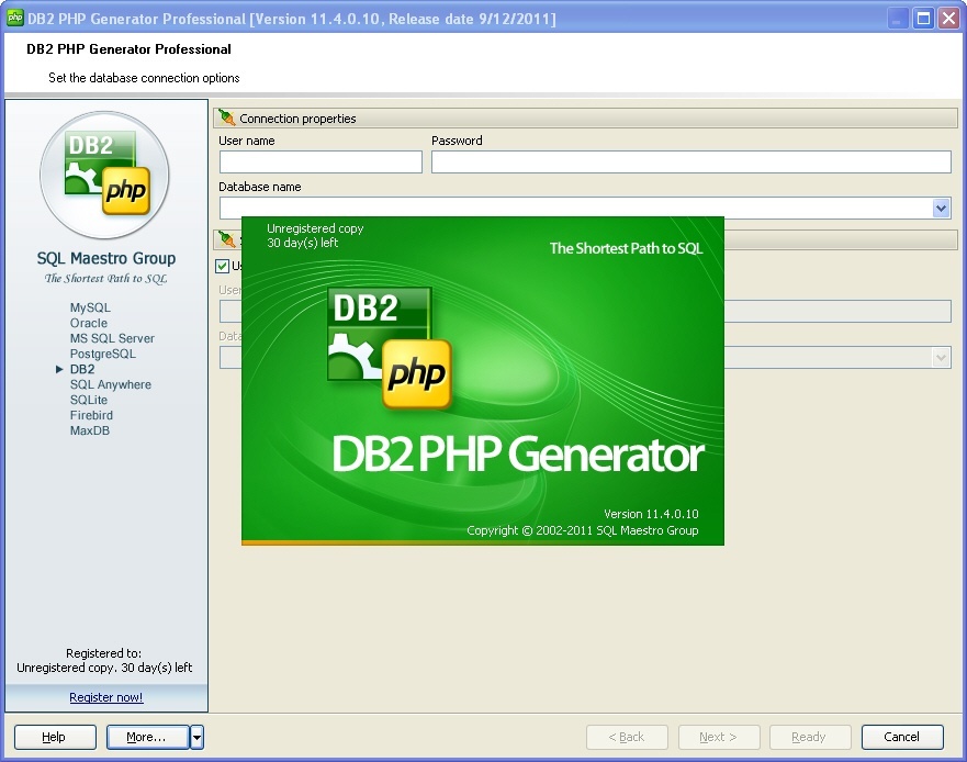 DB2 PHP Generator Professional - Screenshot #1