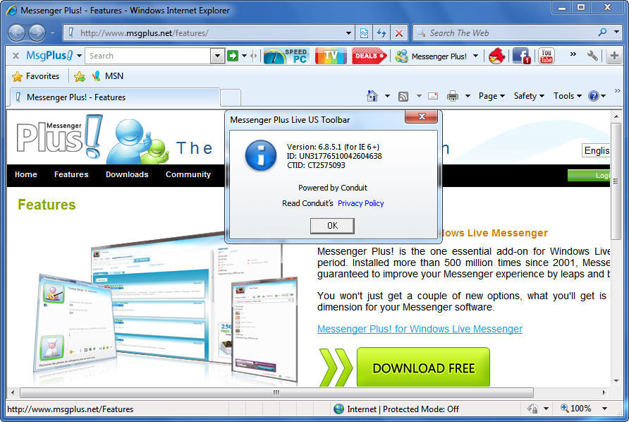 Messenger Plus Live US Toolbar - Screenshot #1